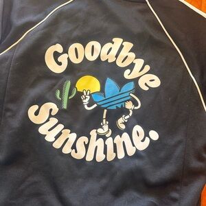RARE!!! Coachella x Adidas collab zip up jacket “Goodbye Sunshine” graphic NWOT